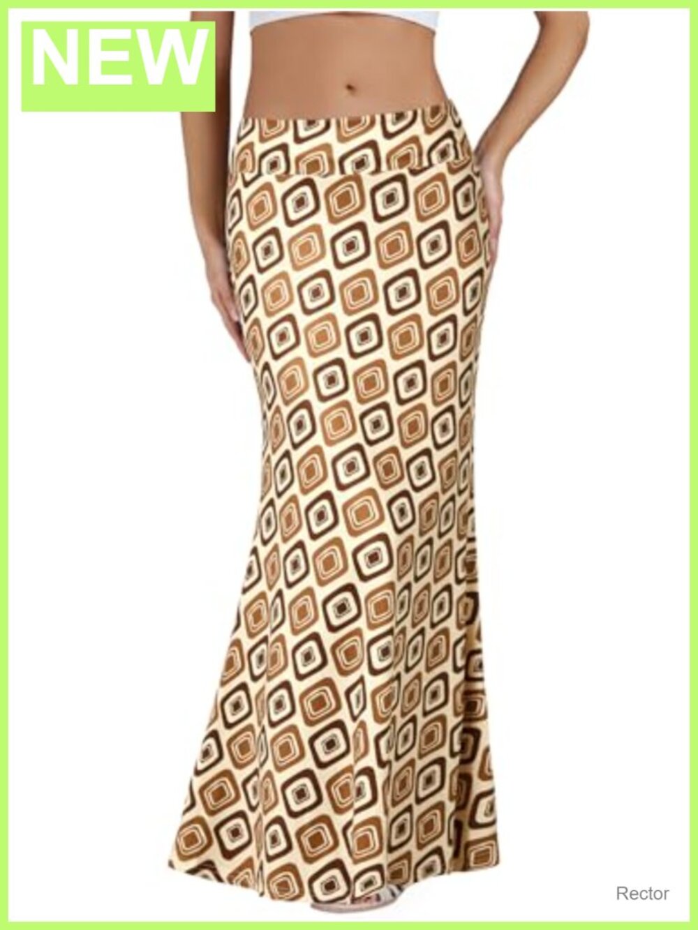 Women's Foldover High Waist A-Line Maxi Skirt Stretchy Jersey Knit